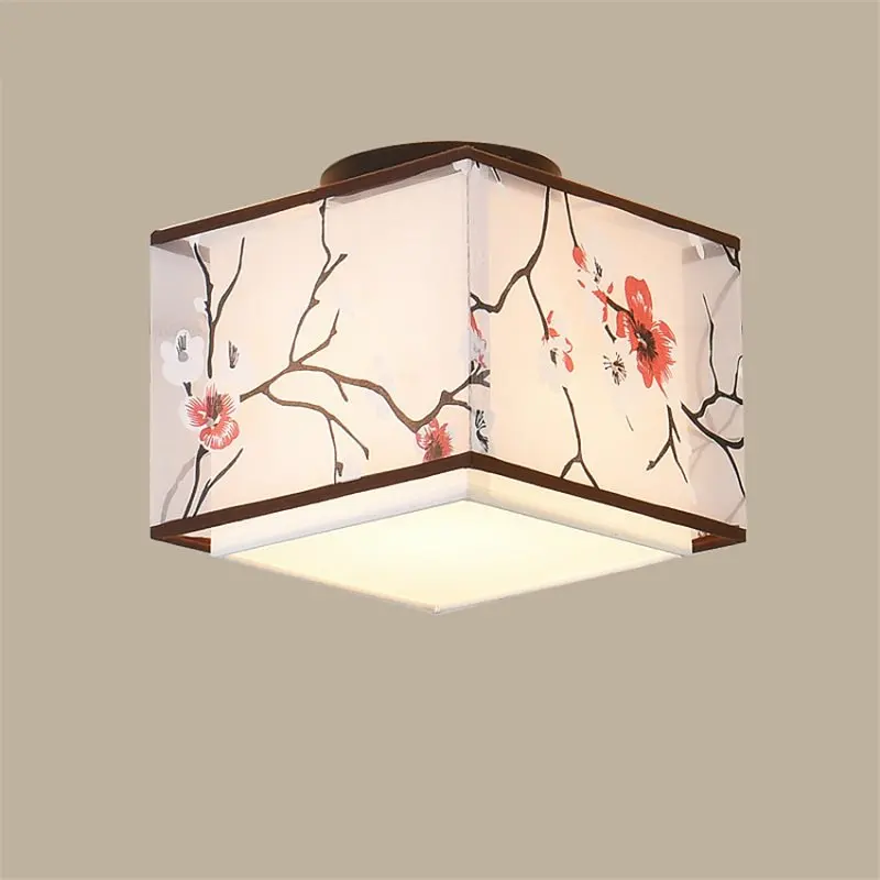 

Chinese-style Ceiling Lamp Rectangular Kitchen Ceiling Lights Fabric Plafondlamp Living Room Ceiling Light Lustre Decor Lighting