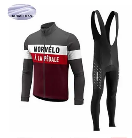 MORVELO team Велоспорт Джерси набор с длинным рукавом Зимний термальный флис Ropa Ciclismo мужская спортивная одежда для велоспорта на открытом воздухе