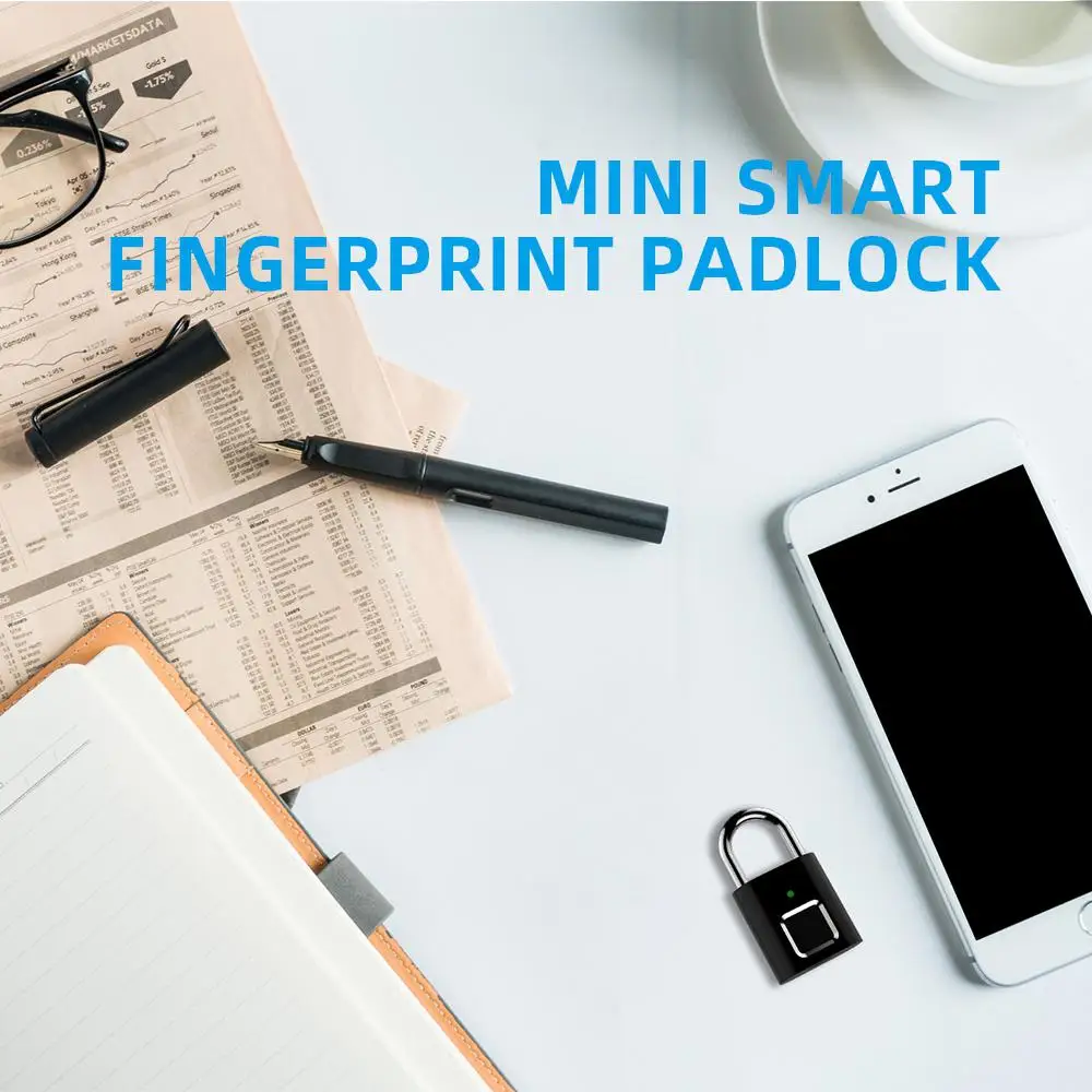 GloryStar Fingerprint Lock Smart Padlock Thumbprint Door Padlocks Portable Anti-Theft Fingerprint Lock for Bag Drawer Suitcase