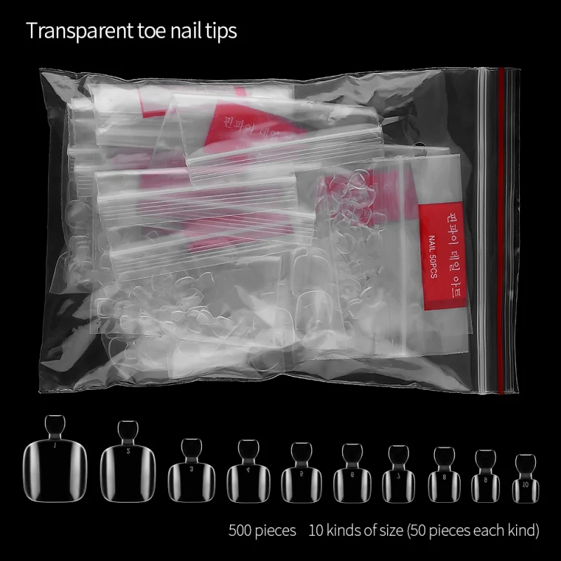 500Pcs False Fake Foot Nail Artificial Toe Nails Tips French Foot Tips Acrylic Nail Art Decor Full Cover Toenails Manicure