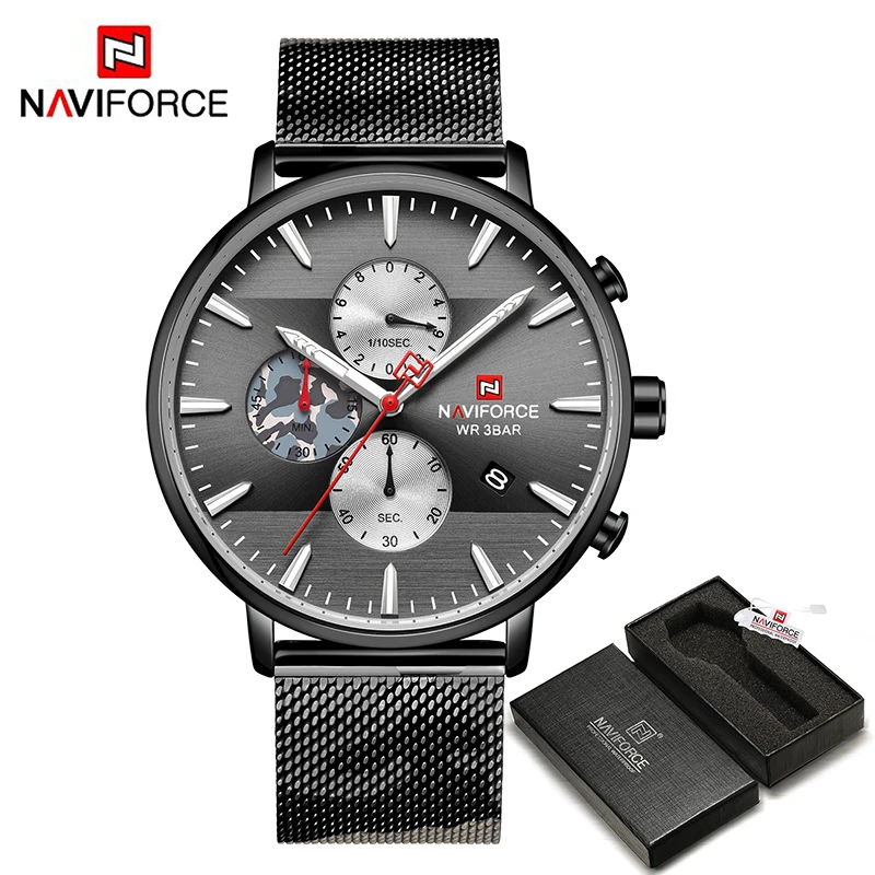 Топ люксовый бренд NAVIFORCE Мужские часы Модные Спортивные кварцевые мужские s часы водонепроницаемые армейские военные наручные часы Relogio Masculino - Цвет: CFB BOX