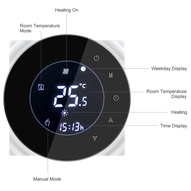 Smart Home BHT-6000-GALW Water floor Heating LCD Touch Screen Wifi Thermostat with Remote Control Works with Alexa Google Home
