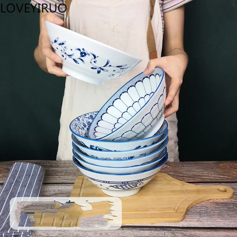 Creative Personality Japanese Ceramic Embossed Large Bowl Set Soup Bowl