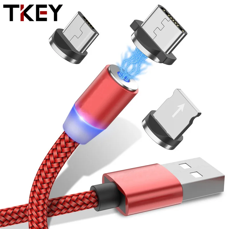 TKEY светодиодный магнитный usb кабель для iPhone 11 7 XR Huawei Xiaomi быстрая зарядка Тип C