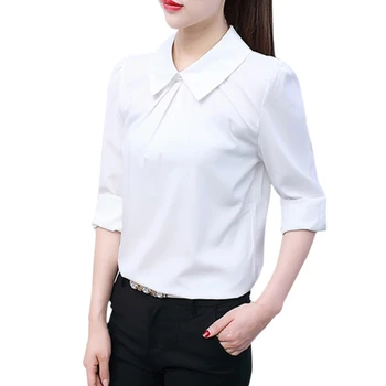 

Women White Shirt Casual Blouse Formal Blouse Shirts for Office Ladies Fashion Blusas Rk#