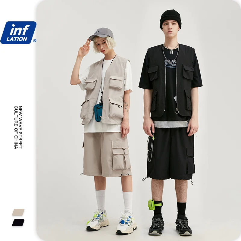 INFLATION мужской летний Универсальный костюм уличный трикотаж мужская жилетка
