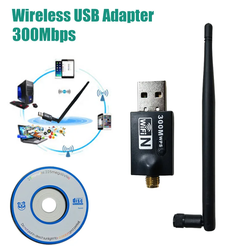 Usb wi fi адаптер для ноутбука 300 м 802.11n 2 4 ГГц|Сетевые карты| |