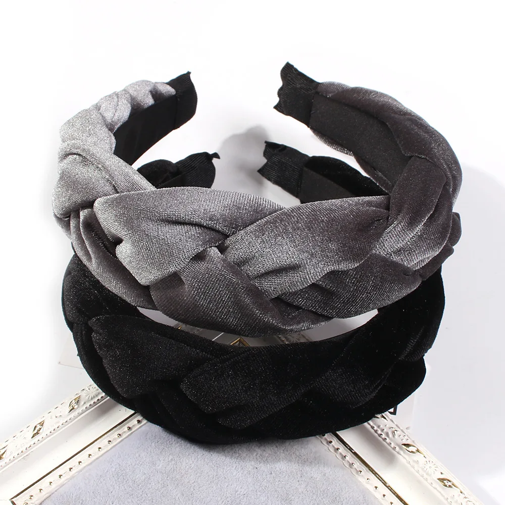 Za New Hot Winter Briaded Velvet Headbands for Women Headwear Accessories Free Dropshipping