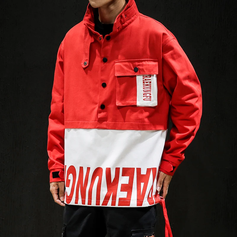 

FUGOISM Turn-down Collar Hoodies Men Hooded High Street Pullover Sweatshirt Fashion Hip Hop Streetwear Loose Patchwork Pullovers