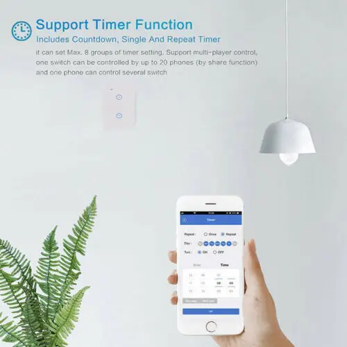 Умный Wi-Fi светильник, настенный выключатель, совместимый с Amazon Alexa и Google home