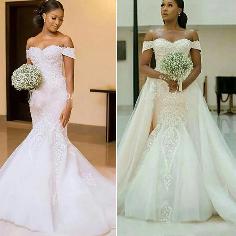 Uit De Schouder Lace Trouwjurk Met Afneembare Over Rok Hoge Kwaliteit Custom Made Bridal Bruidsjurken Vestido De Novia Uit De Schouder Lace Trouwjurk Met Afneembare Over Rok Hoge Kwaliteit Custom Made Bridal Bruidsjurken Vestido De Novia