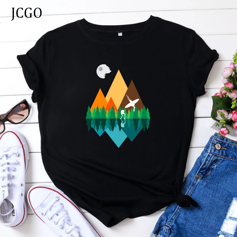 Женская футболка с круглым вырезом JCGO повседневная хлопковая размера плюс