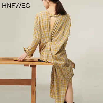 

Irregular Women Dress Plaid Women Straight Small Fresh Casual Minority Loose 2020 Spring Small Fresh Style Dress V879