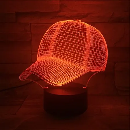 Cutomized 3D Lamp Baseball Cap Without Logo Best Present for Children Atmosphere 7 Color with Remote Led Night Light Lamp