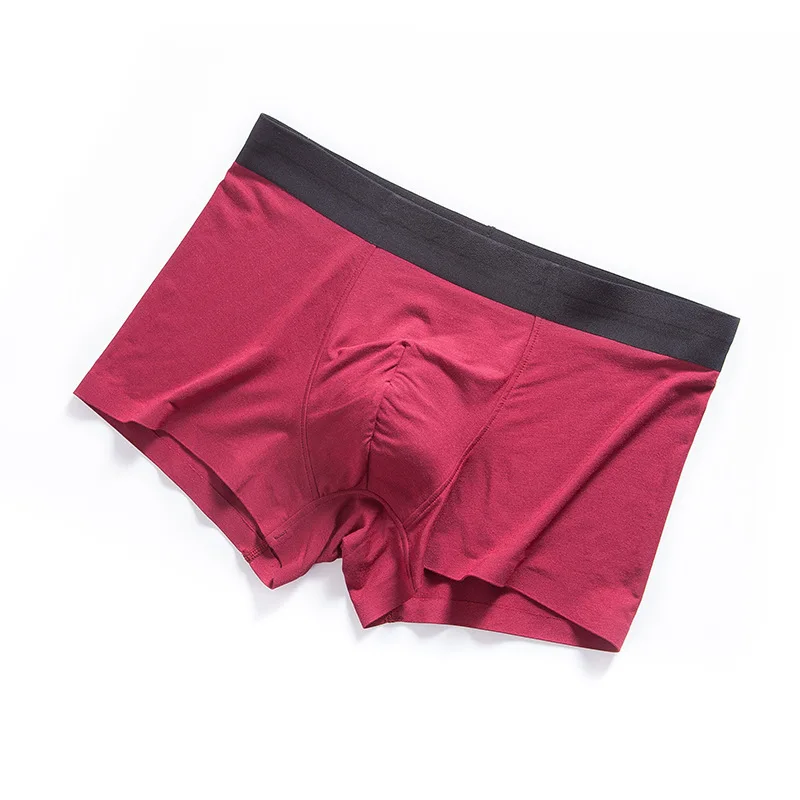 Jujube Red Мужское нижнее белье для похудения со средней талией, дышащее, не оставляющее следов, мужское нижнее белье, трикотажное, модал, мужские одноцветные мягкие удобные боксеры - Цвет: Jujube Red