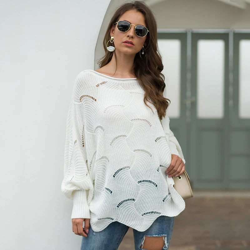 Новый Модный женский свитер топ 2019 осенний и зимний женская с перфорацией цветы