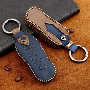 

Car Key Fob Holder Cover Case For Porsche Cayenne 911 996 Panamera Macan Genuine Leather Car Protection Shell Auto Accessories