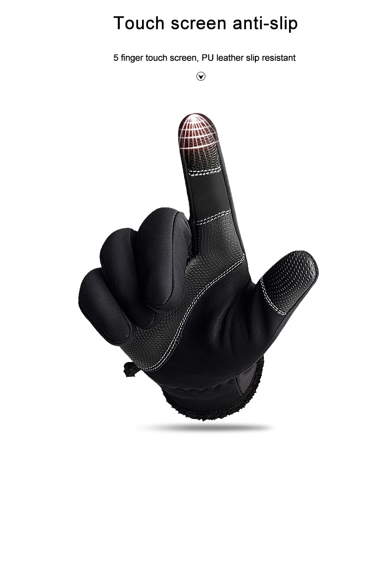 Велосипедные перчатки на полный палец с сенсорным экраном из искусственной кожи, Нескользящие Зимние перчатки для велоспорта, мужские и женские перчатки для горного велосипеда, товары для велосипеда