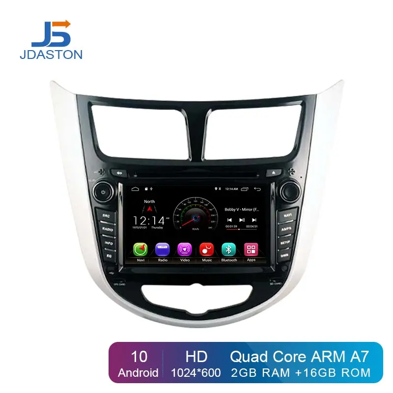 JDASTON Android 10 автомобильный dvd-плеер для hyundai Solaris Verna Accent Мультимедиа gps Navi 2 Din автомагнитола аудио стерео wifi RDS SD