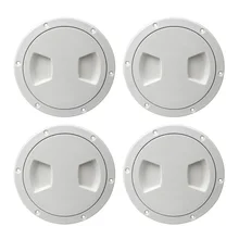 4-Pack Marine Boat RV White 5 inch Access Hatch Cover Twist Out Deck Plate Screws