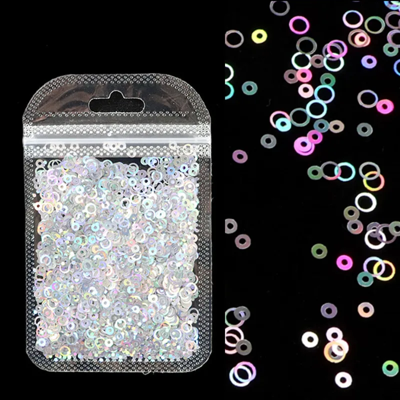 

1 bag of holographic flashing nail art mixed ring bottled magic laser dot hollow circle ultra-thin sequin nail art decoration