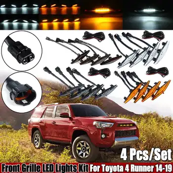 

4 PCS Front Bumper Hood Grille LED Lights Kit For Toyota 4 Runner 2014-2019 Bumper Grille LED Lights Kit Car Styling Accessories