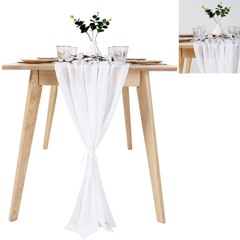 6 Color Premium Chiffon 120"x27" Extra Wide Wedding Table Top Runner Decorations
