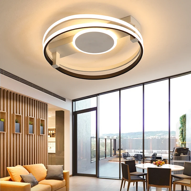 LICAN современные светодиодные потолочные лампы для гостиной, спальни, люстра, современный светильник, Круглый круглый потолочный светильник - Цвет корпуса: Style 2