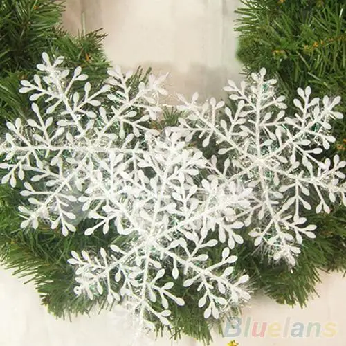 30 Pcs White Fantasy Plastic Fake Snowflake Artificial Christmas Festival Party Hanging Pendants New Year Xmas Tree Ornaments | Дом и сад