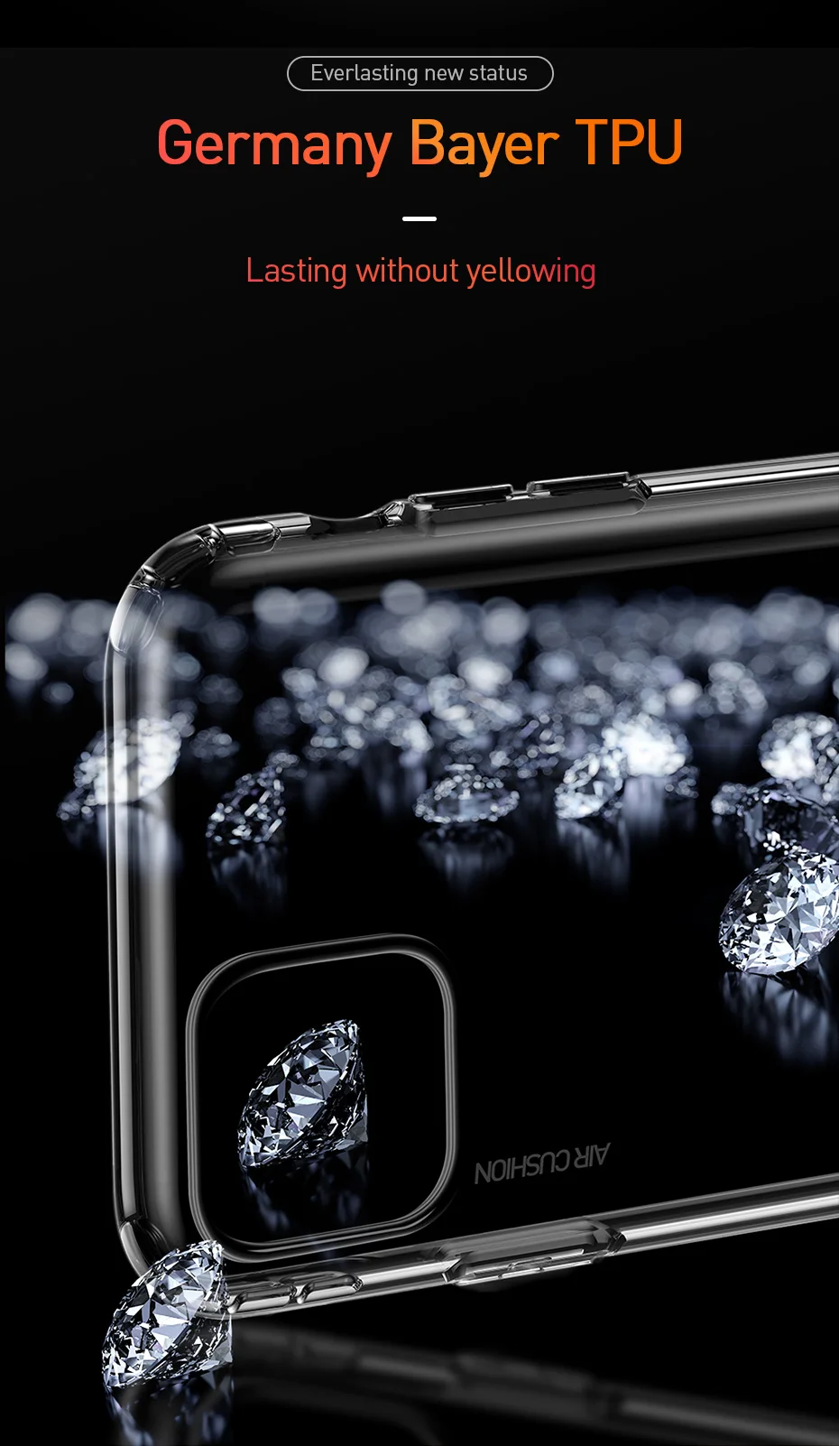 Baseus Прозрачный мягкий силиконовый чехол для телефона, для iPhone 11 Pro Max чехол противоударное покрытие для iPhone Plus роскошный Ультратонкий чехол