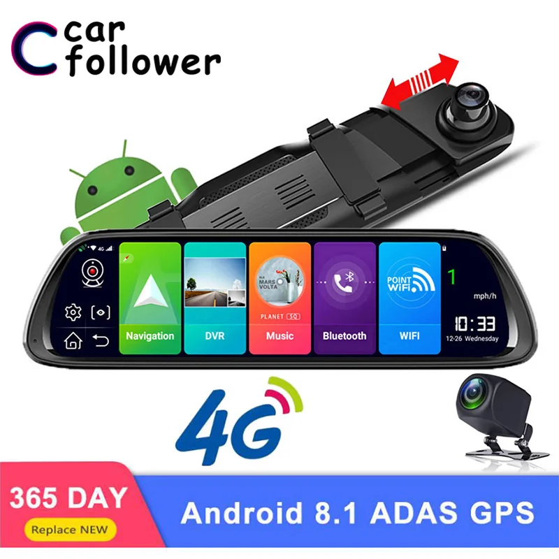 Dashcam 1" 4G ADAS Android 8,1 Автомобильная камера Full HD 1080P wifi gps навигация с двумя объективами FM передача видеорегистратор