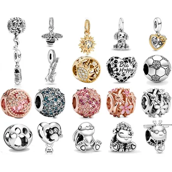 

2020 Spring New 925 Sterling Silver Beads Sparkling Daisy Flower Rabbit Charms fit Original European Bracelets Women DIY Jewelry