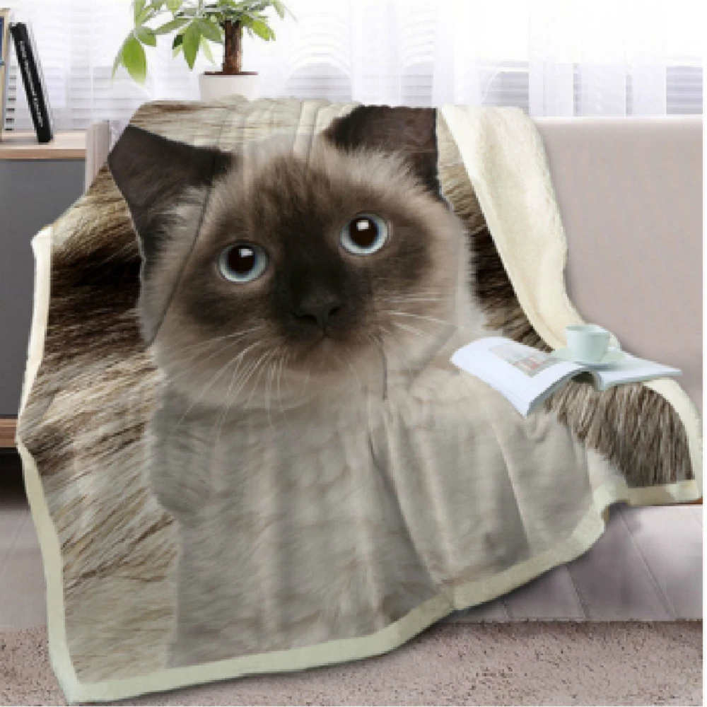 

Dog And Cat Throw Blanket 3D Printed Plush For Sofa Bed Velvet Plush Sherpa Fleece Blanket Bedspread Microfiber Couch Cover
