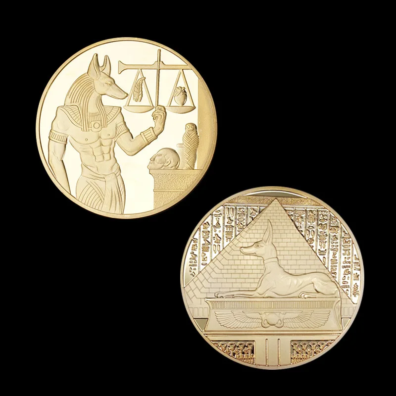Commemorative Coin 1pc Gold Plated Egypt Death Protector Anubis Copy Egyptian God Of Death Collection Gift