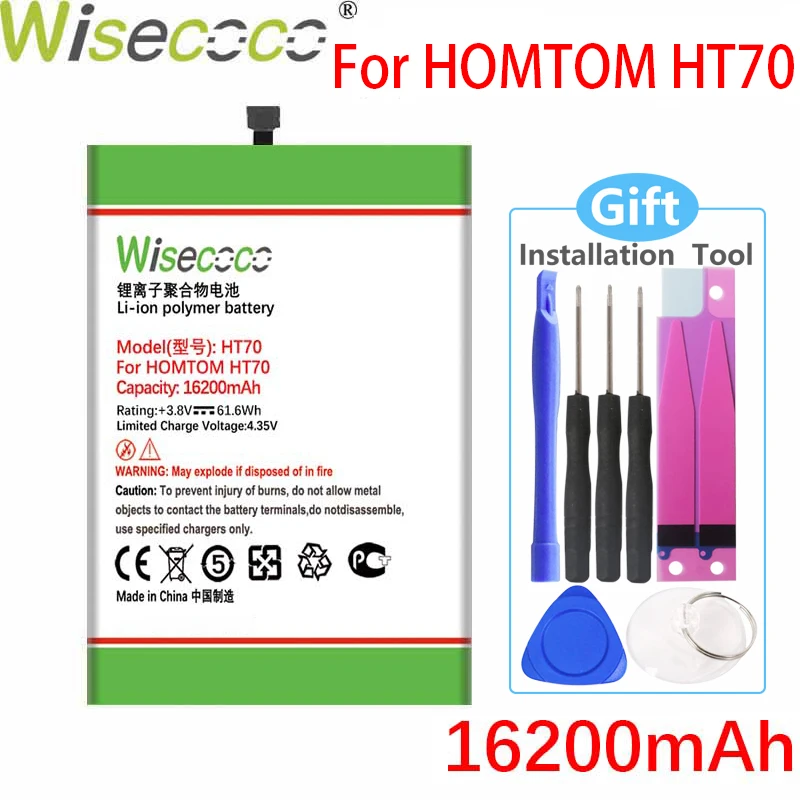 WISECOCO-Batería de 16200mAh para teléfono móvil HOMTOM HT70, alta calidad, número de seguimiento