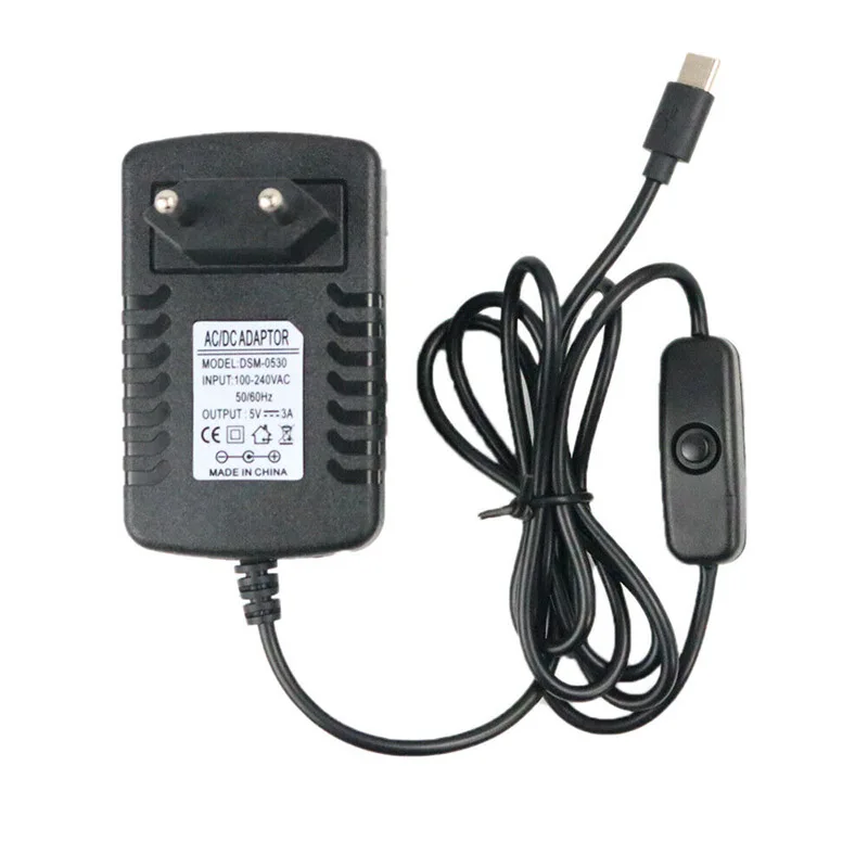 

Power Supply Adapter On/off Switch Type-C 5V 3A Plug Durable For Raspberry Pi 4B