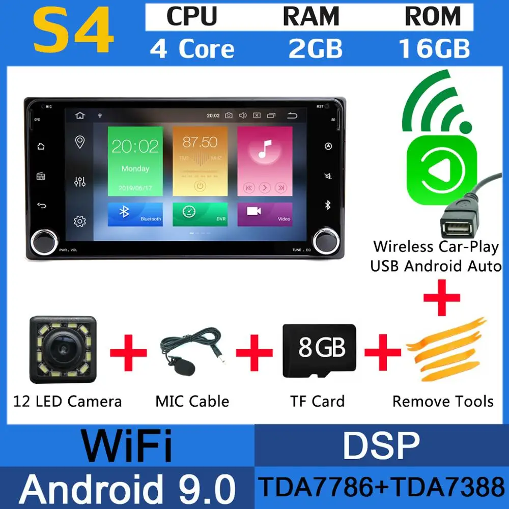 MTK Wireless CarPlay PX6 4G+64G Android 9 Car Stereo Radio GPS Auto CarPlay DSP For Toyota Crown Previa Tundra Sequoia Corolla Majority Matrix Camry - Цвет: MTK Wireless CarPlay