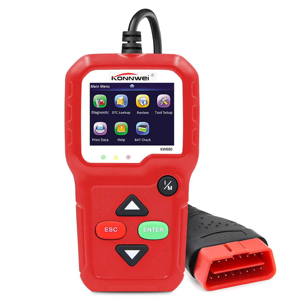 KONNWEI KW680 считыватель кодов OBD2 сканер бесплатное обновление OBD 2 OBD2 автомобильный диагностический инструмент ODB2 автомобильный как KONNWEI KW850 - Цвет: Red