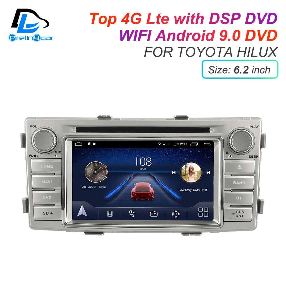 Android 9,0 DSP 4G Lte мультимедийный dvd-плеер для TOYOTA Hilux- лет подголовник монитор Радио Стерео навигационная система
