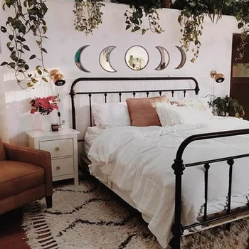 

Scandinavian Natural Decor Acrylic Moonphase Mirrors Interior Design Wooden Moon Phase Mirror Bohemian Wall Decoration For Room