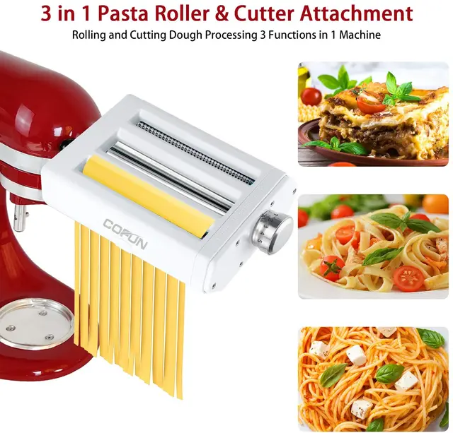 Kenome Pasta Maker Attachment 3 in 1 Set for KitchenAid Stand Mixers, with  Pasta Sheet Roller, Spaghetti Cutter, Fettuccine Cutter Maker Accessories