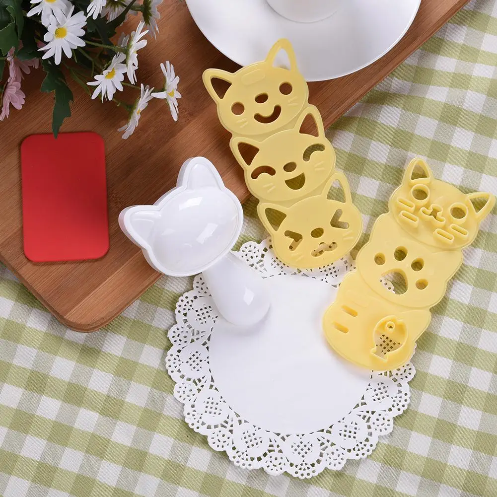 Милый котенок мультфильм форма для рисовых шариков Набор Bento Суши плесень ресторанные принадлежности