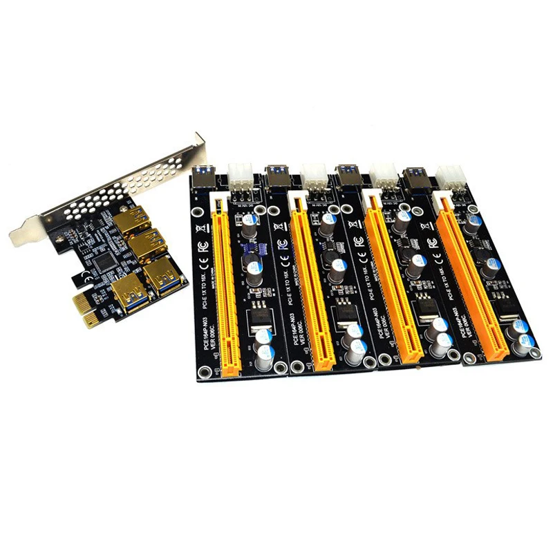 

Новая карта PCIe 1-4 PCI express 16X Слоты Riser card PCI-E 1X к 4 слотам PCI-e адаптер USB 3,0 порт мультипликатор для горнодобывающей промышленности