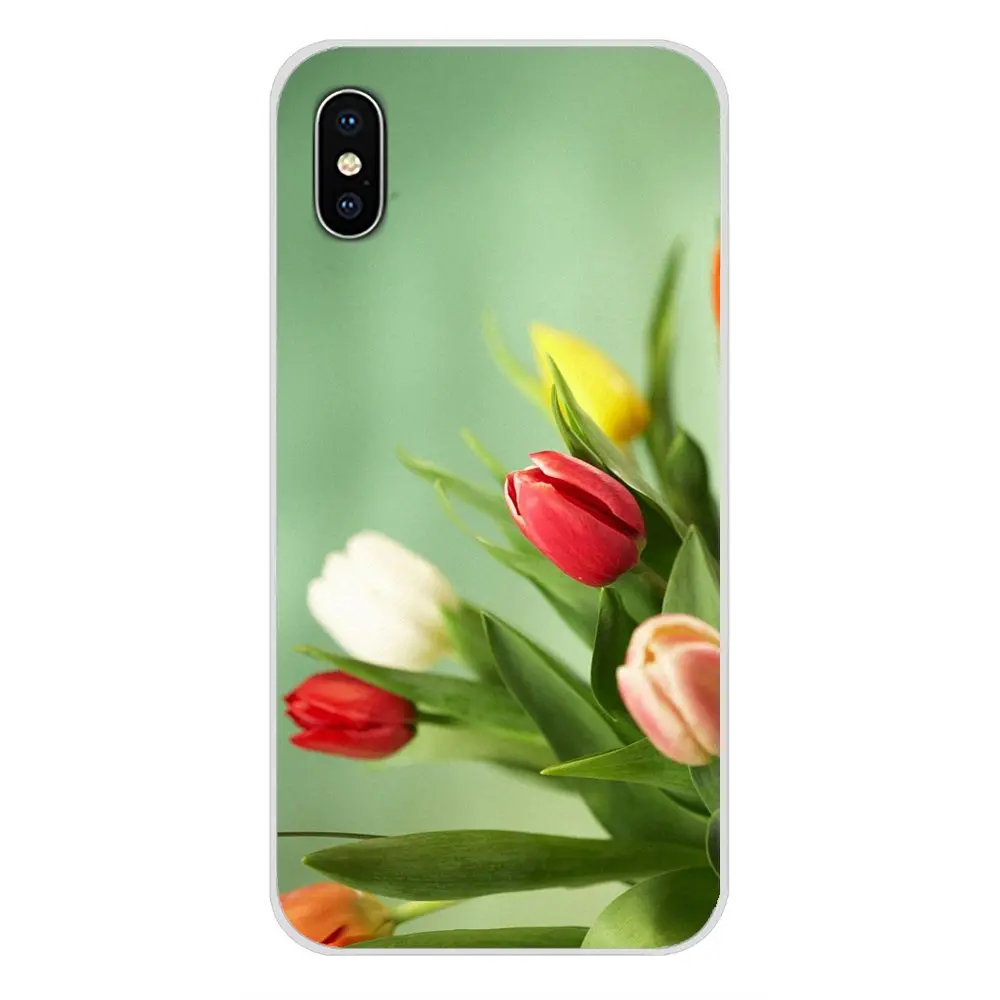 Силиконовый чехол сумка розовый желтый красный тюльпан цветы для huawei G7 G8 P7 P8 P9 P10 P20 P30 Lite Mini Pro P Smart Plus