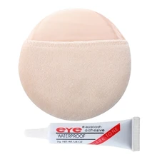 ABVP 2 шт. женский косметический: 1 шт. бежевый белый круглый макияж для лица Пудра для лица пуховка и 1 шт. темно-черный Водонепроницаемый Накладные ресницы