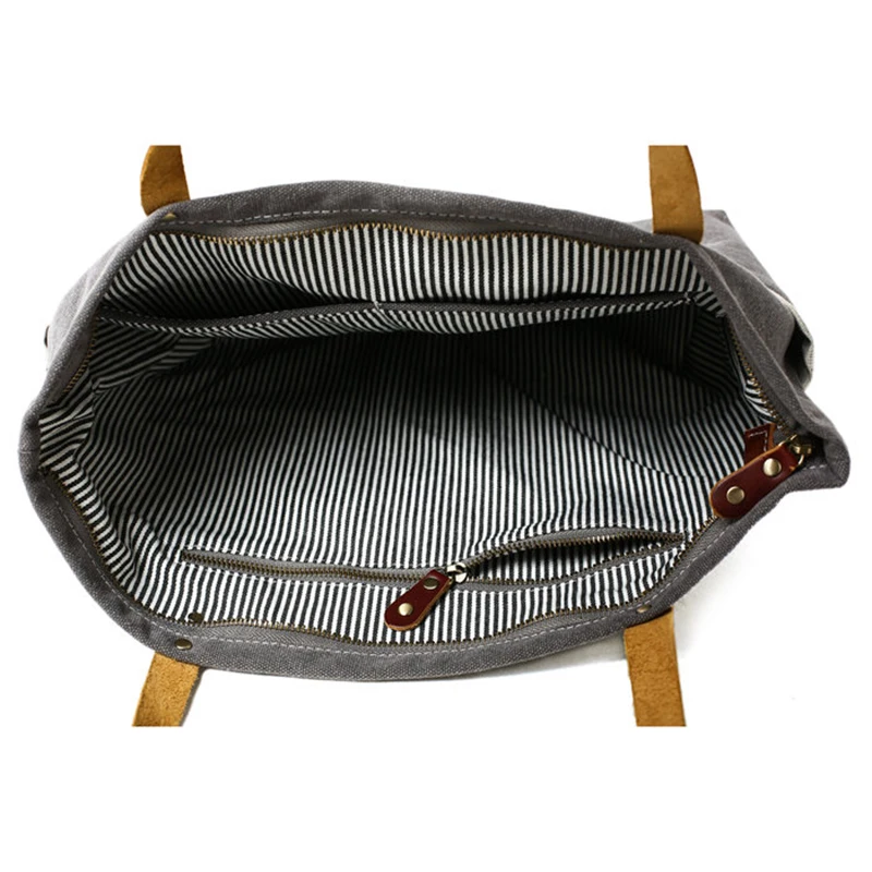ROCKCOW-Canvas-With-Leather-Tote-Bag-Waxed-Canvas-Shoulder-Bag-Large-Capacity-Shopping-Bag (3)