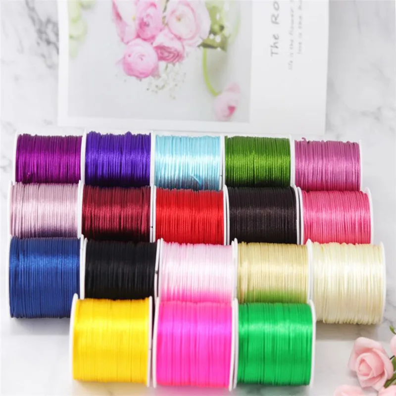 1MM Neon Pink Nylon Chinese Satin Silk Knot Cord Rattail Thread Necklace Macrame String Jewelry Findings Beading Rope #F106