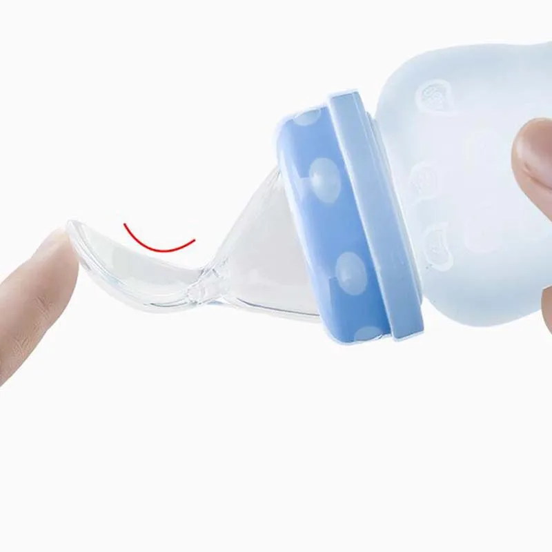 2Pcs Silicone Baby Cereal Feeder Bottle Spoon Toddler Wide Feeding Bottle Spoon Replacement Fresh Food Cereal Squeeze Feeder 4