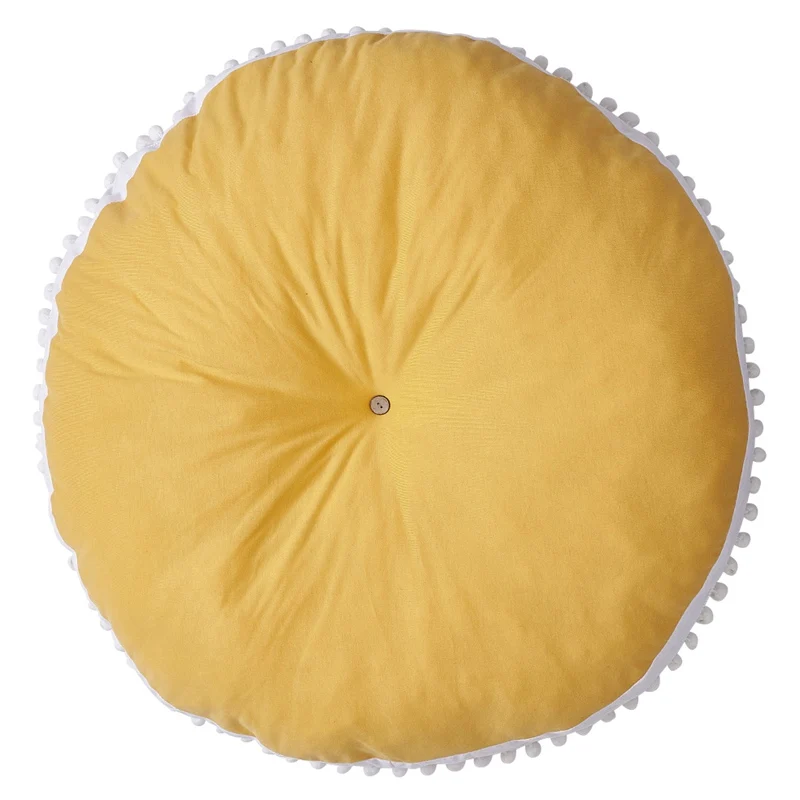 Yellow Хлопковый детский коврик для ползания, плотный Детский ковер, круглые детские игровые коврики, меховой коврик для волос, Детская игровая подставка, домашний декор, реквизит для фотосъемки - Цвет: Yellow