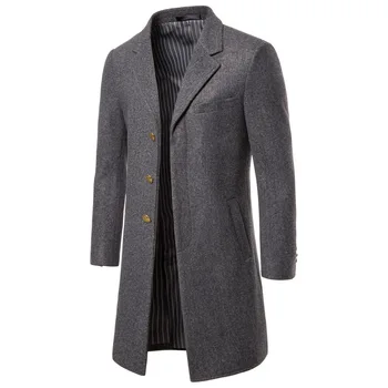 

New Luxury Wool Coat Men Autumn Winter Single Breasted Medium-Long Trench Coat British Style Woolen Jacket Male Clothing 6XL